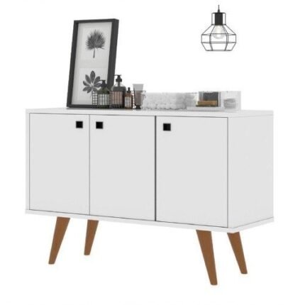 Buffet Retrô Branco - Balcão Aparador p Área Gourmet 3 Portas